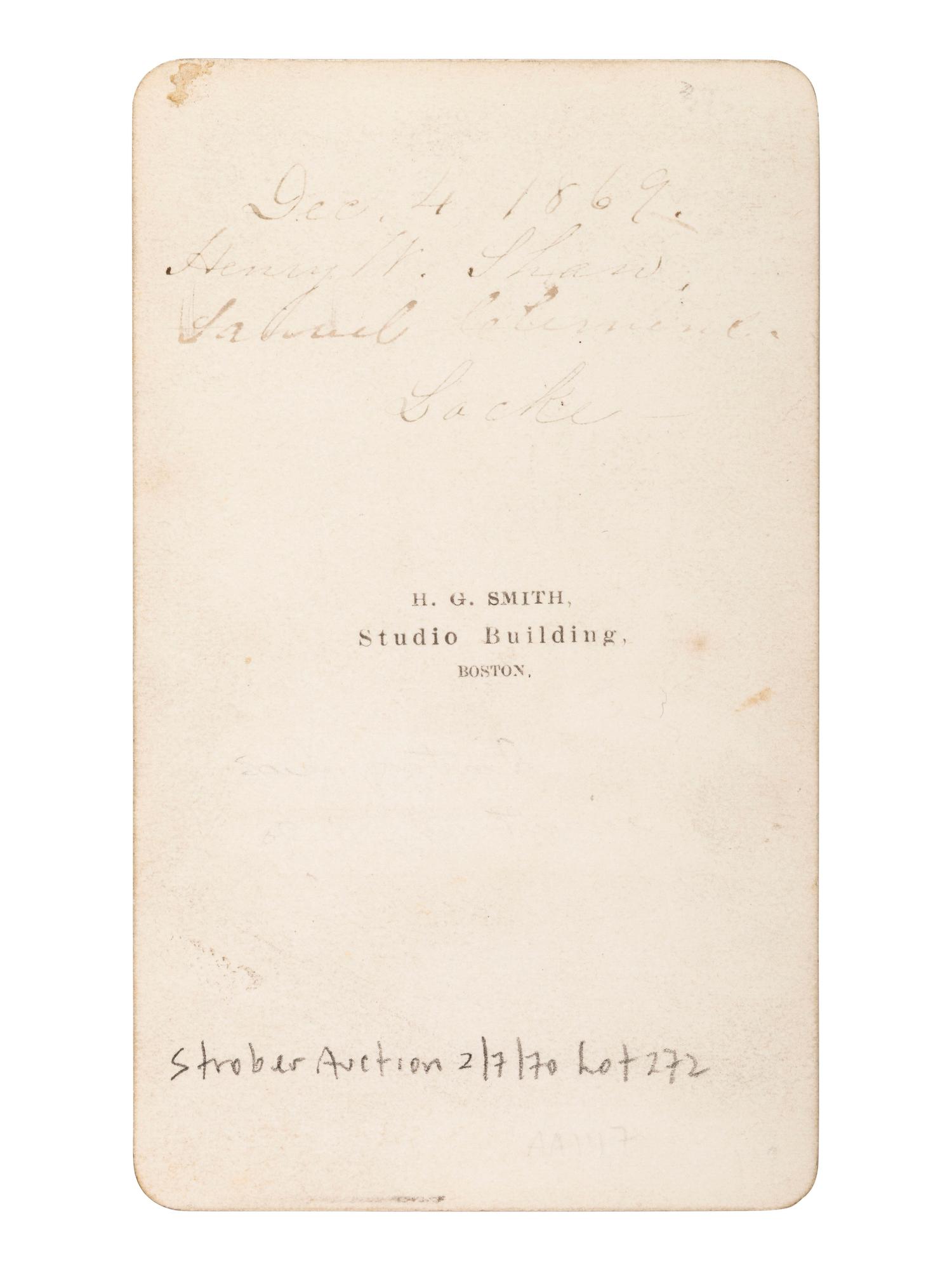 [TWAIN, Mark (1835-1910)]. The American Humorists. CDV featuring TWAIN, BILLINGS, & NASBY.
