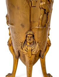 A Pair of French Gilt Bronze Tripod Vases