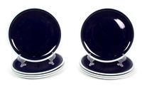 Eight Block Deep Blue Glazed China Dinner Plates Diameter 10 1/2 inches. — 20TH CENTURY