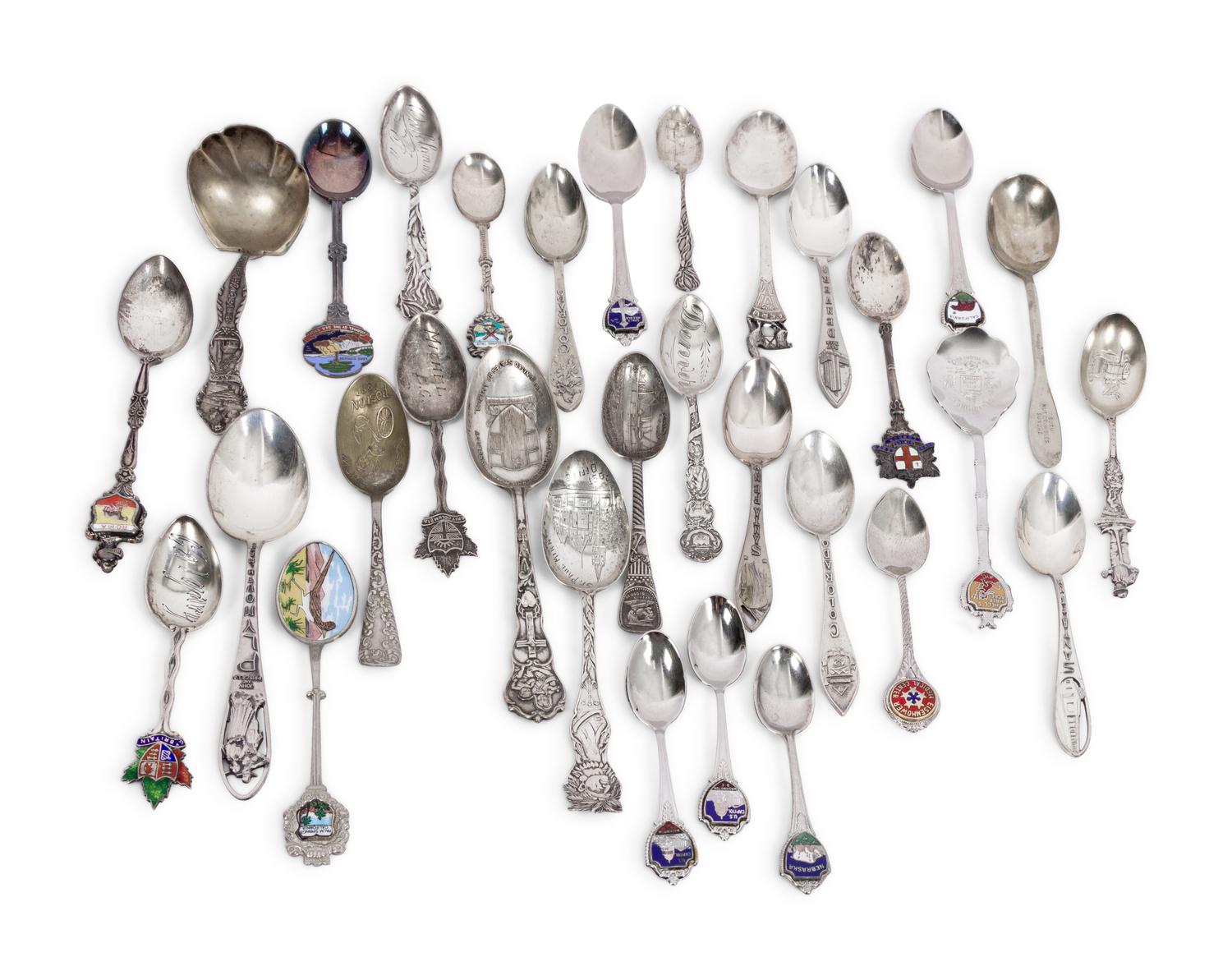 A Collection of Thirty-One Souvenir Spoons