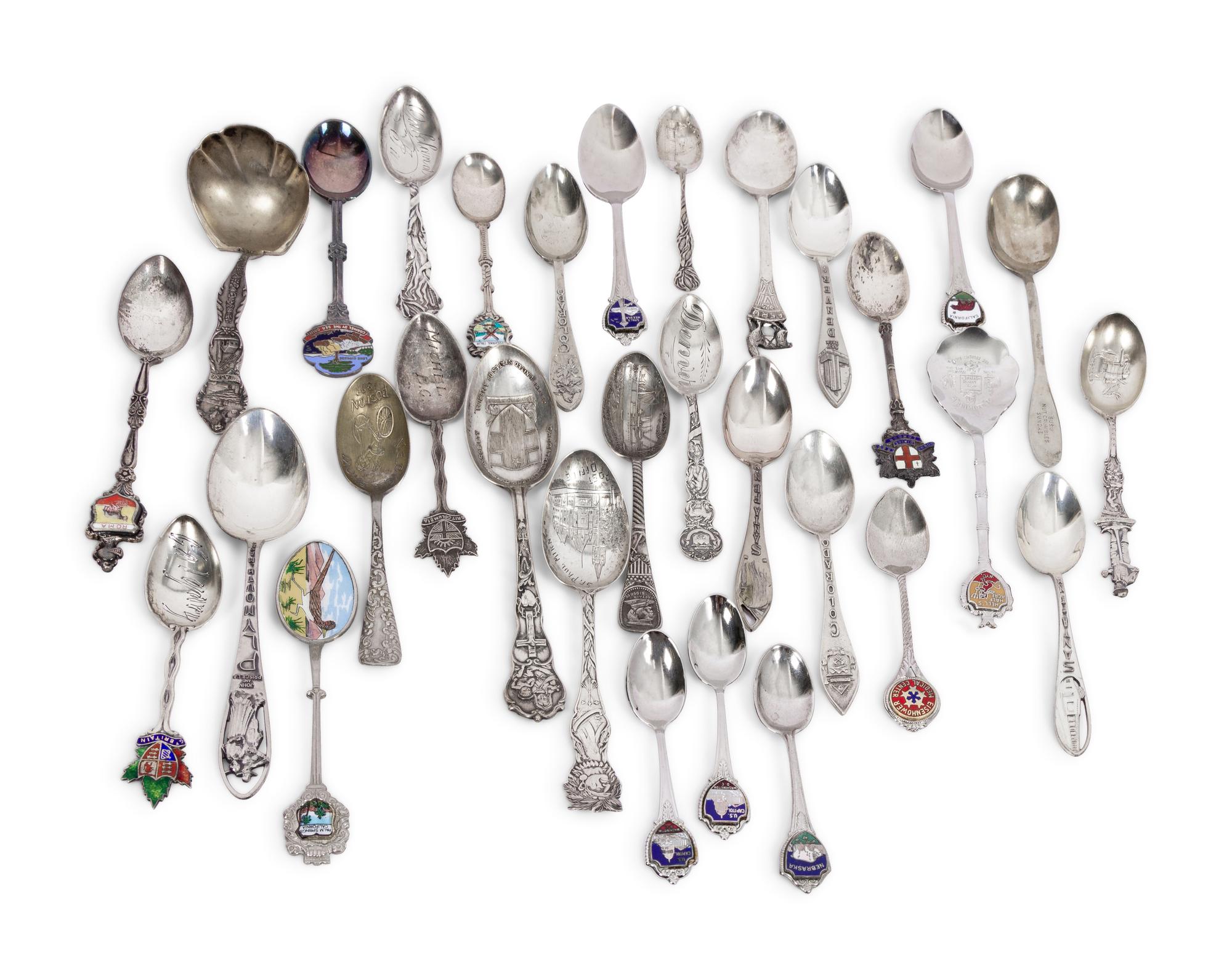 A Collection of Thirty-One Souvenir Spoons