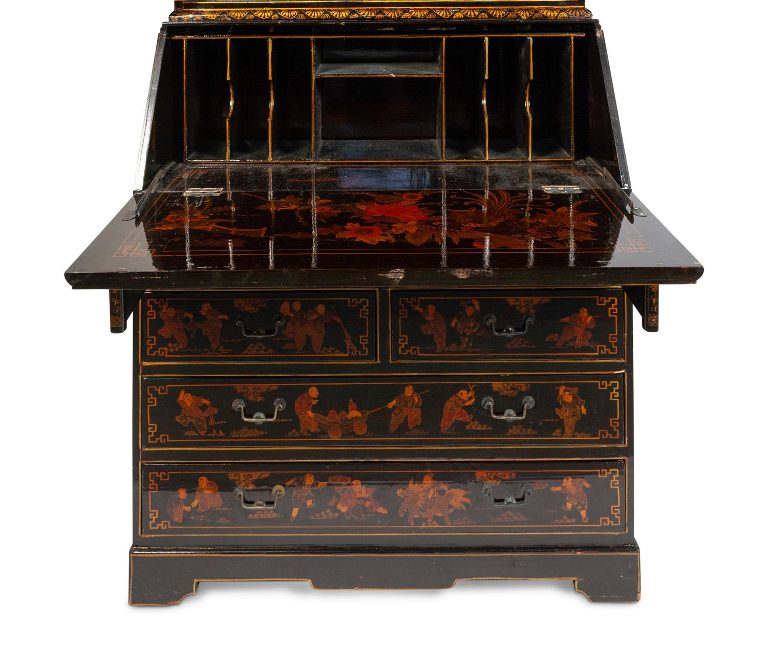 A Georgian Style Chinoiserie-Decorated Secretary