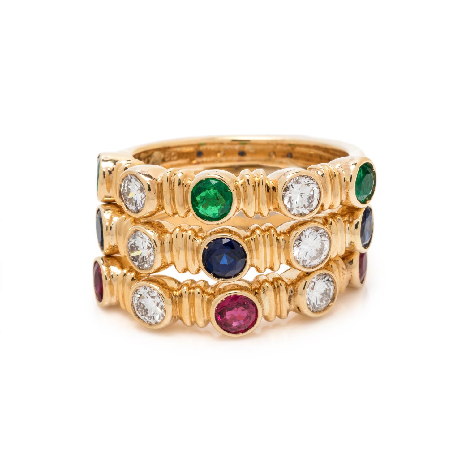 GEMSTONE AND DIAMOND RING SET