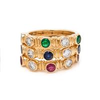 GEMSTONE AND DIAMOND RING SET