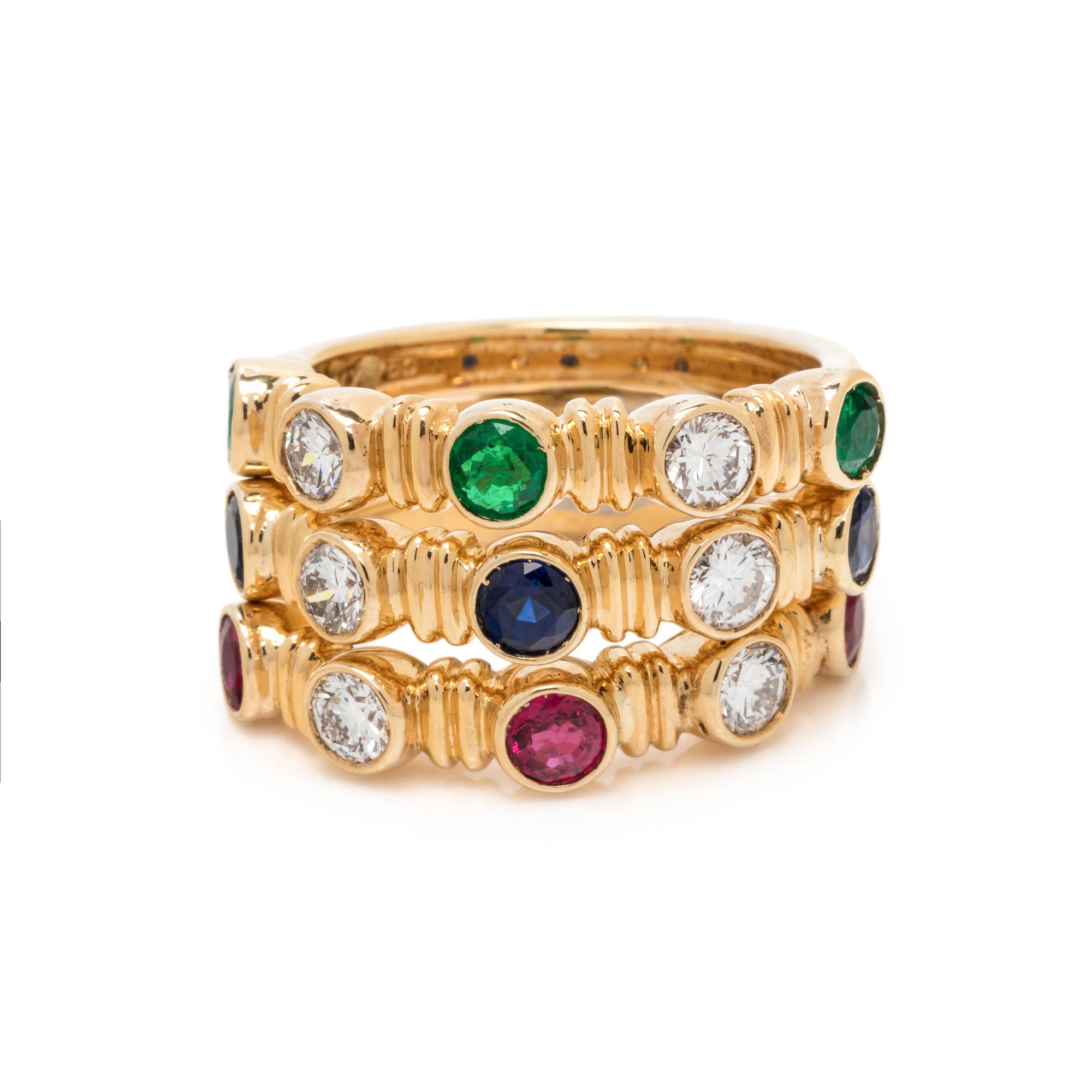 GEMSTONE AND DIAMOND RING SET