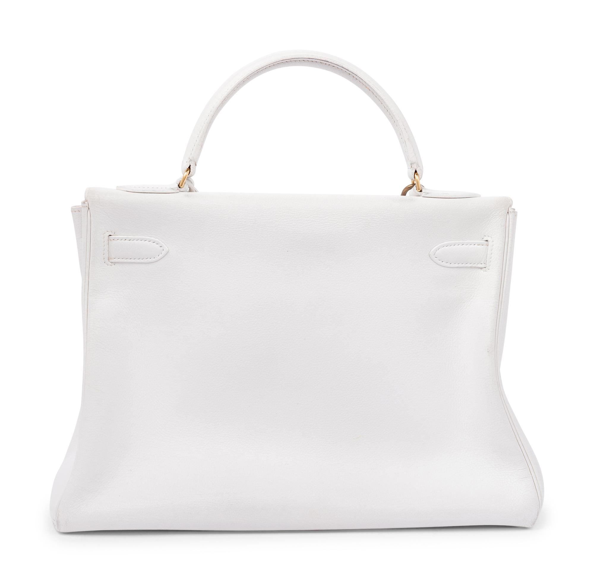 Hermès White Leather Kelly Bag 32cm, 1986