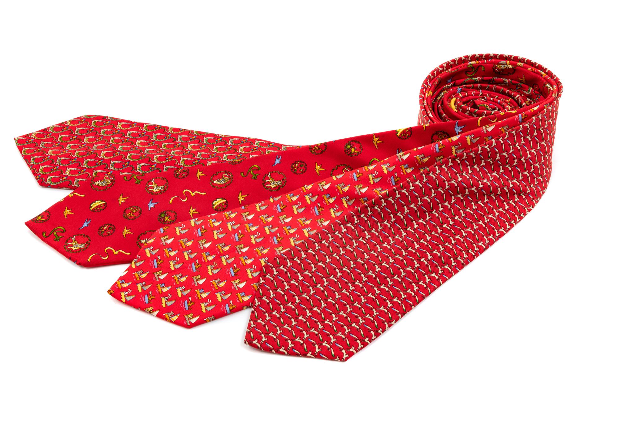 Four Salvatore Ferragamo Silk Ties,