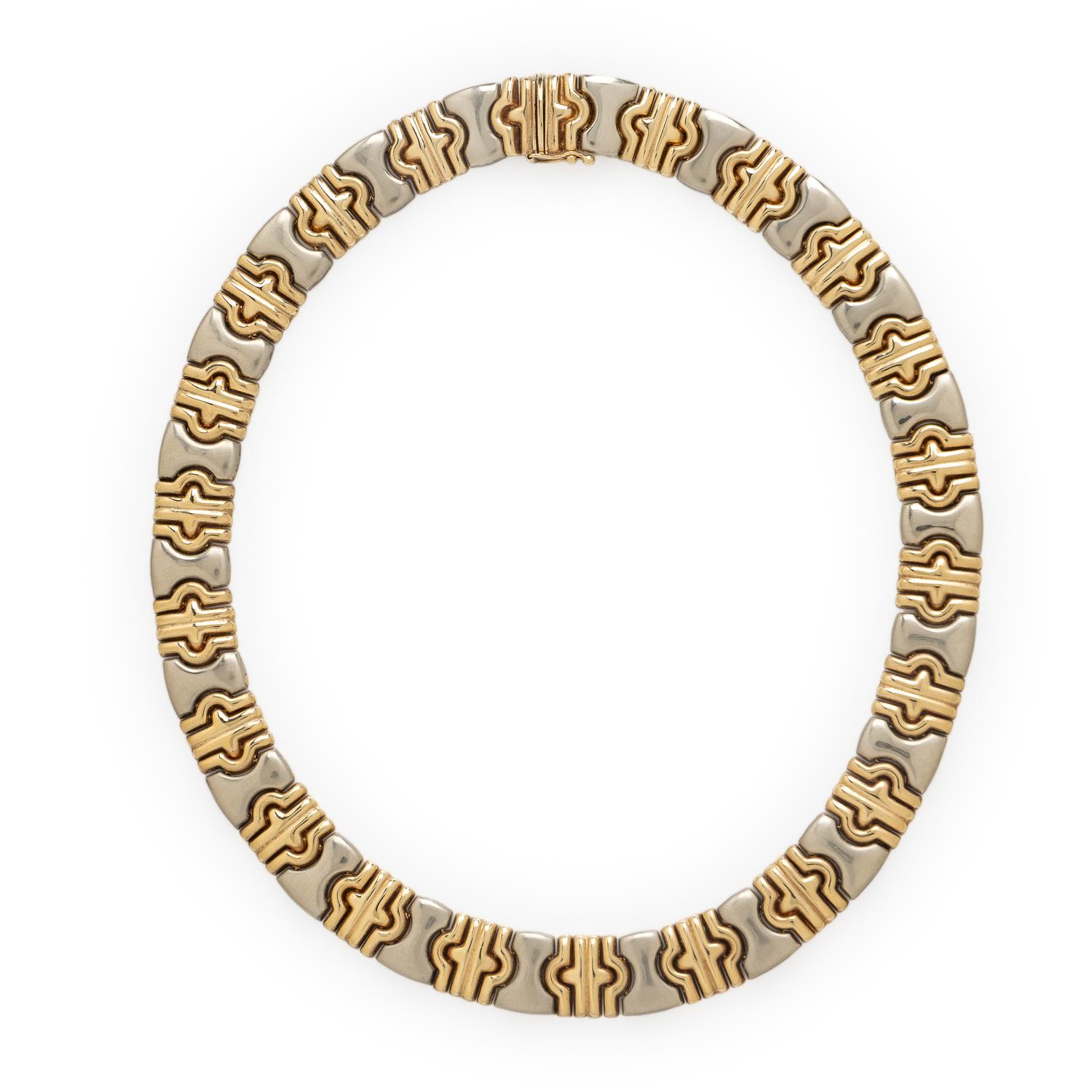 Bicolor Gold Fancy Link Necklace