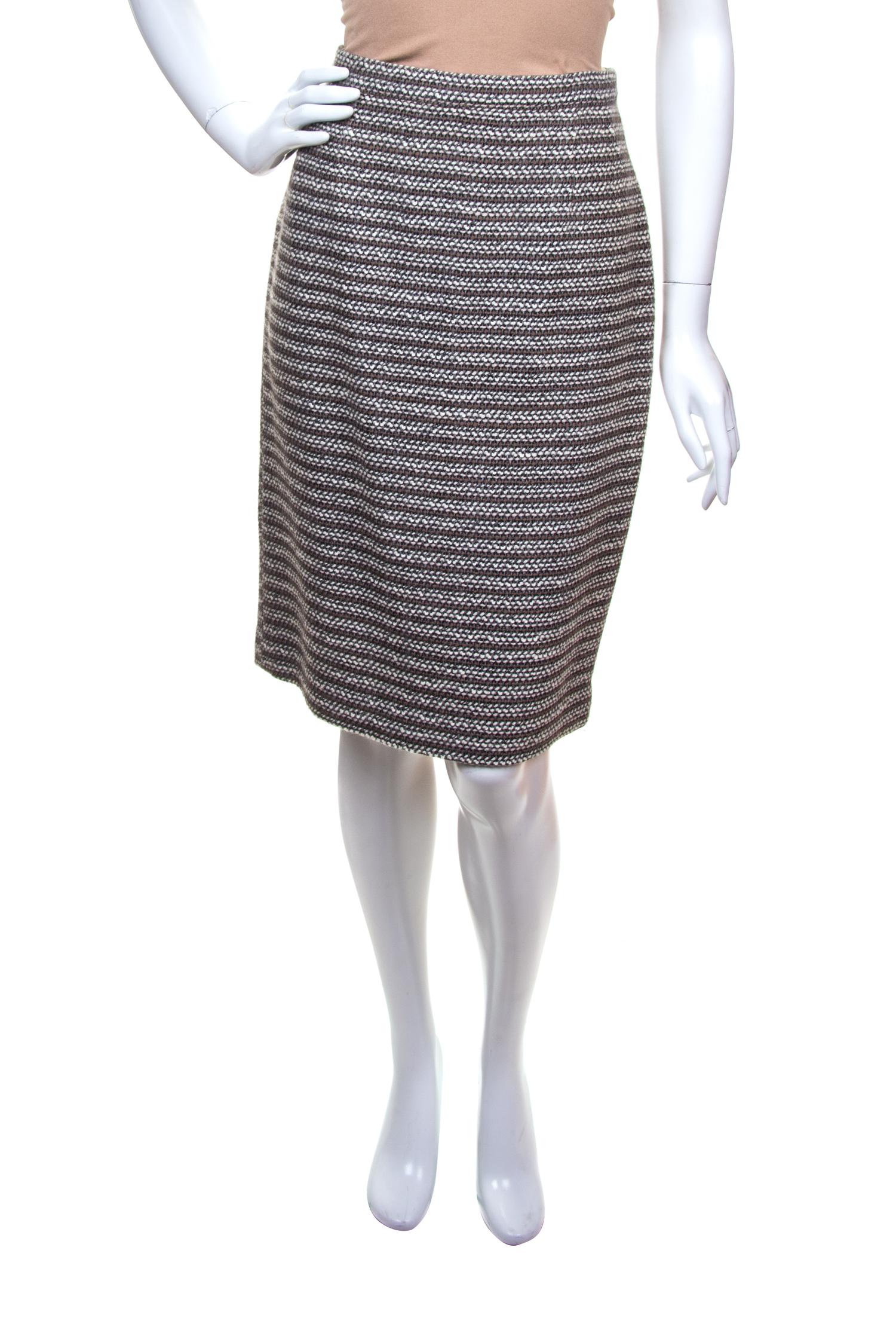 A Ferragamo Multicolor Wool Tweed Skirt, Size 8.
