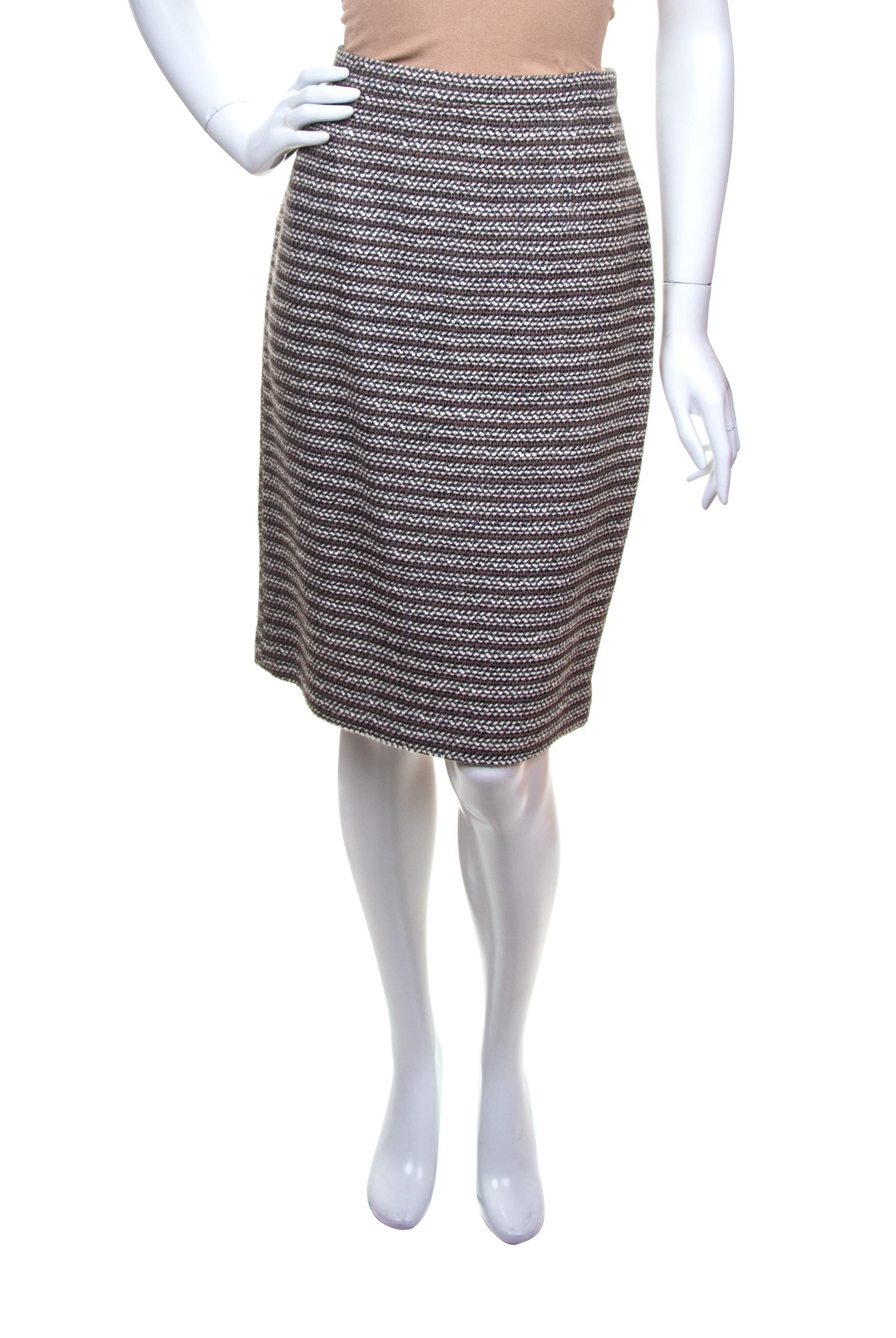 A Ferragamo Multicolor Wool Tweed Skirt, Size 8.
