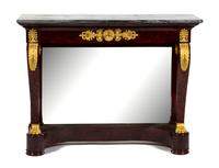 An Empire Style Gilt Bronze Mounted Mahogany Pier Table Height 37 1/2 x width 49 x depth 17 inches. — LATE 19TH CENTURY