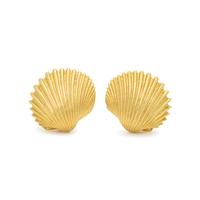 TONY WHITE, YELLOW GOLD SHELL EARCLIPS
