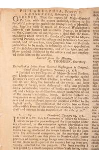 [REVOLUTIONARY WAR - BATTLE OF MORRISANIA]. The Pennsylvania Gazette and Weekly Advertiser. No. 2643. Philadelphia, PA: Hall and Sellers, 7 February 1781.