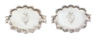 A Pair of American Silver Two-Handled Serving Trays, Obadiah Fisher, New York, NY, each having an undulating rim with acanthus leaf mot