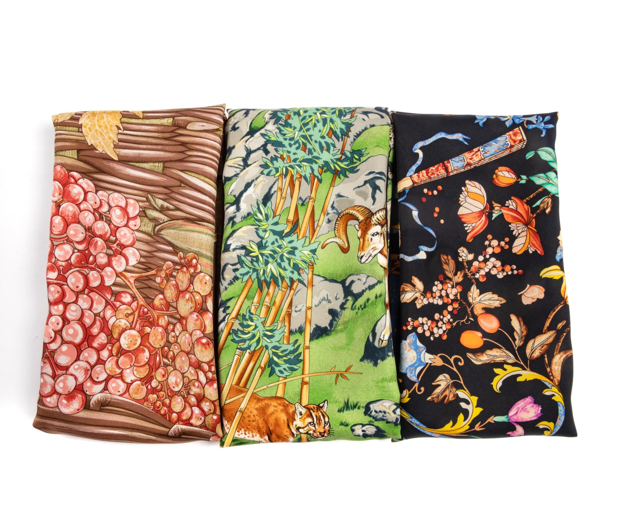 Three Hermès 90cm Scarves