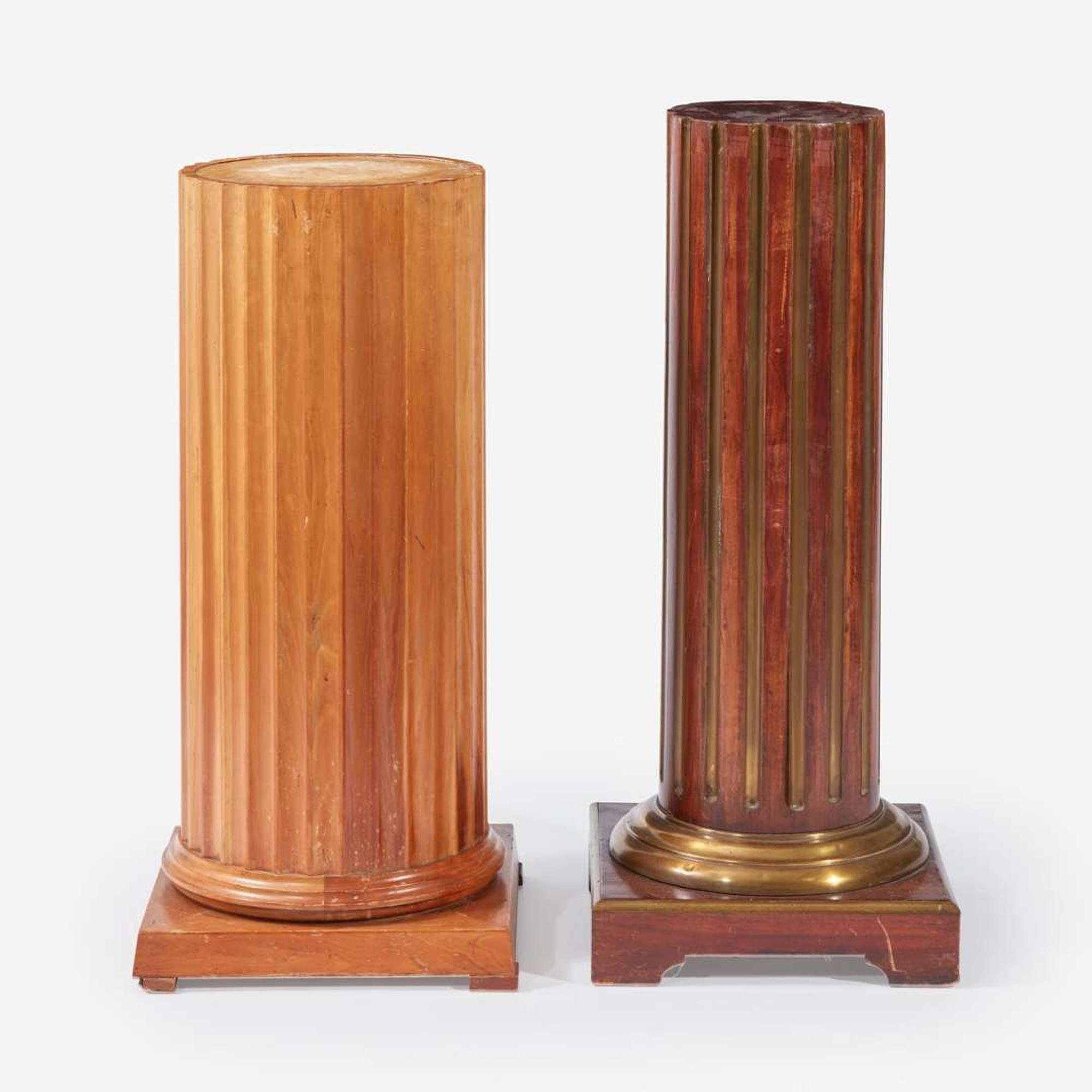 Two Fluted Wood Column Pedestals early 20th century