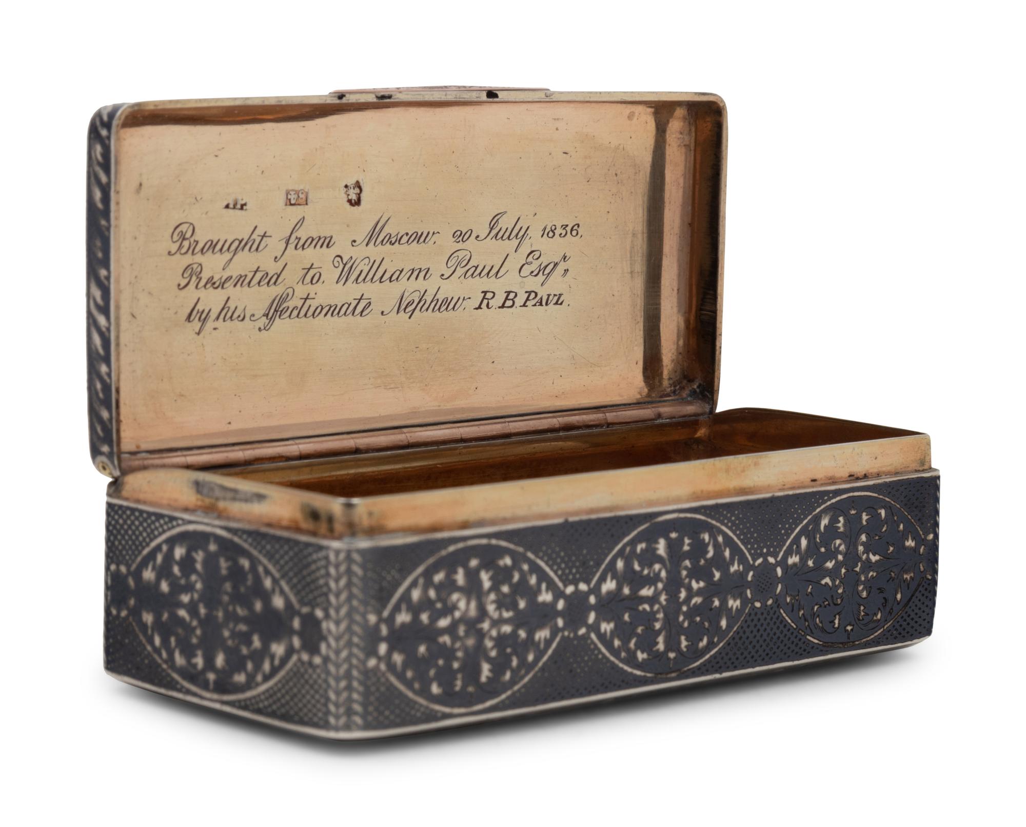 A Russian Niello Silver Snuff Box