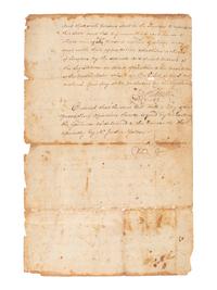 CLINTON, George (1739-1812). Council of Revision document twice-signed ("Geo. Clinton"), as Governor of New York, 15 July 1789.