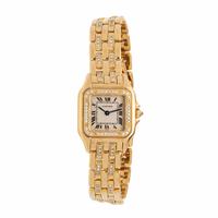 Cartier, Ref. 128000M, 18K Yellow Gold 'Panthère' Watch with Diamond Bezel, Crown, and Links