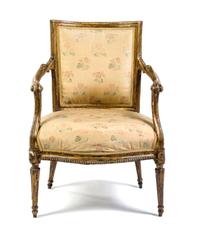 A Louis XVI Giltwood Fauteuil Height 35 inches. — 18TH CENTURY