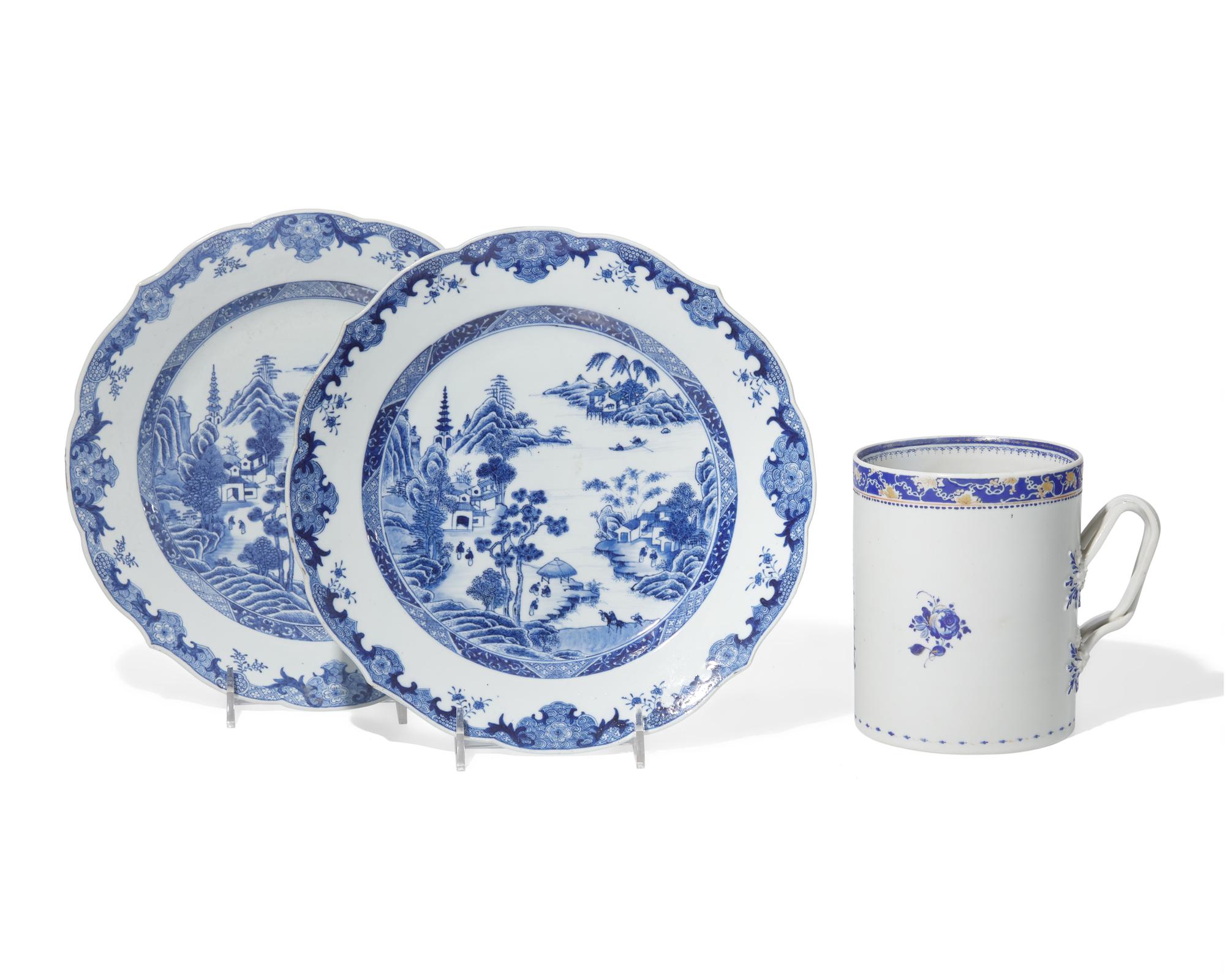 A group of three Chinese Export porcelain tablewares, 18th century