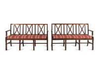 A Pair of English Mahogany Hall Benches