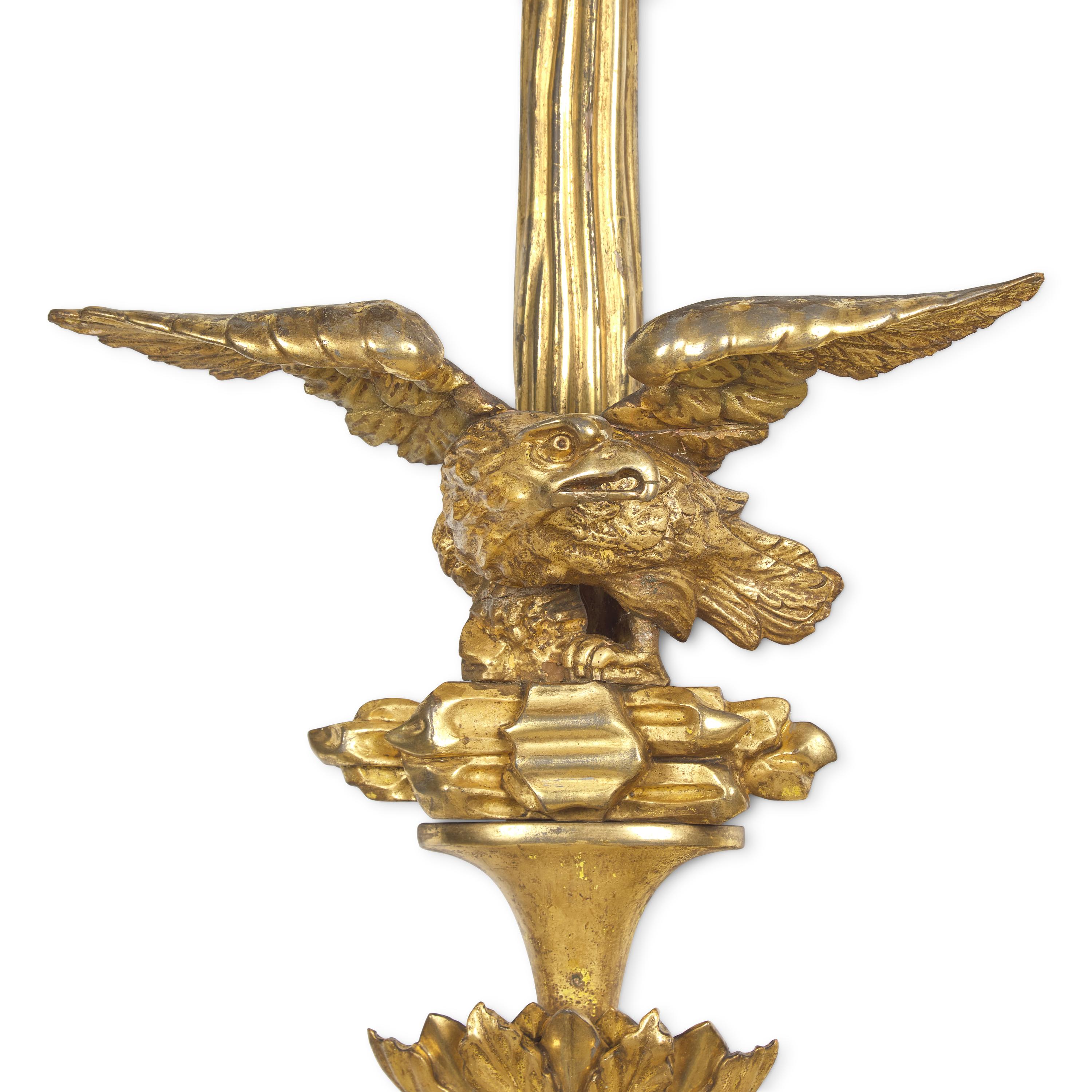 A Pair of Federal Giltwood Eagle Sconces