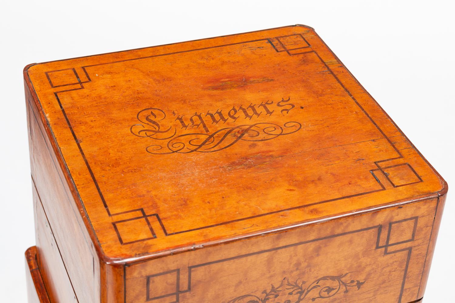 A French Marquetry Cave à Liqueur on a Later Stand