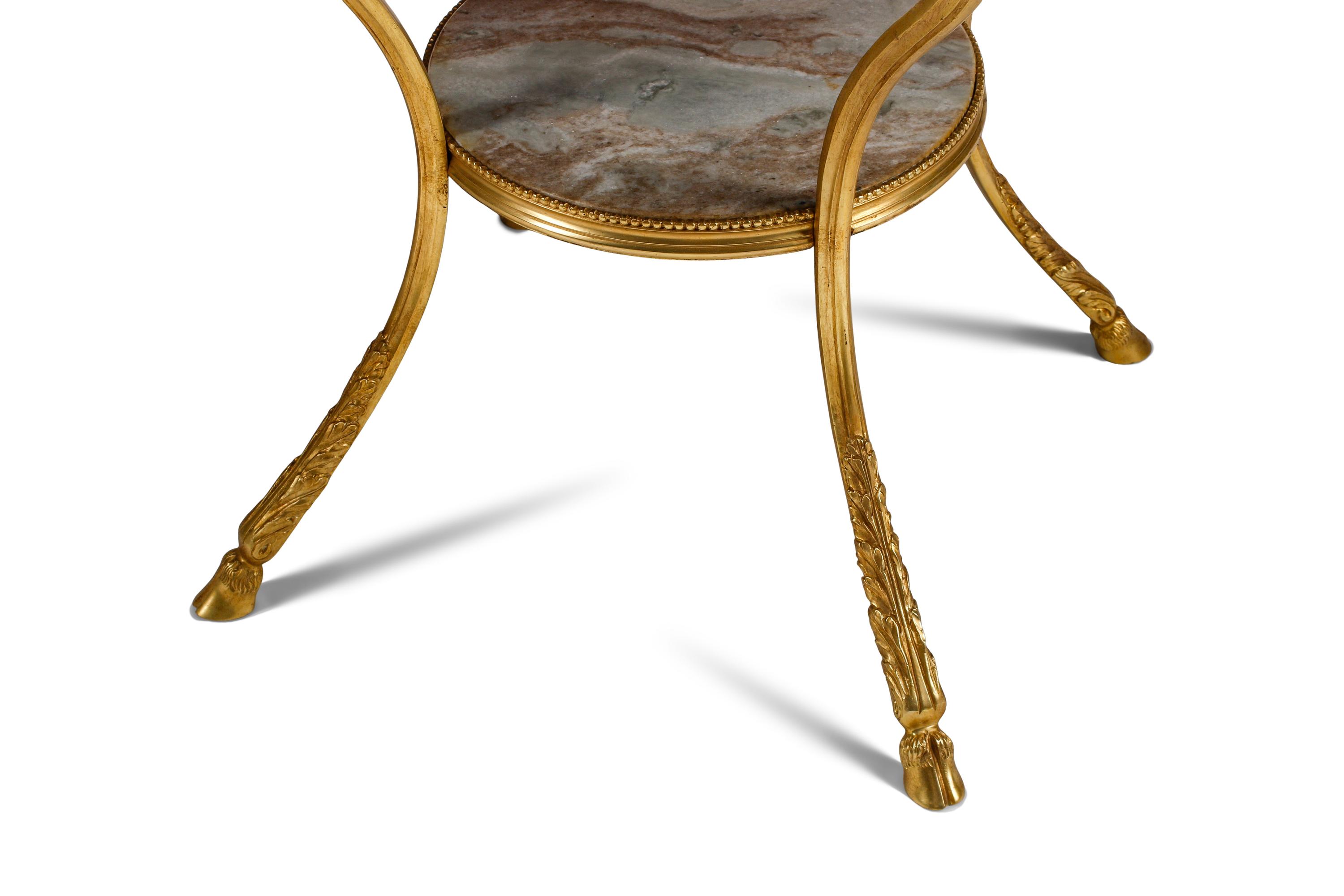 A Pair of Louis XVI Style Gilt Bronze and Marble Gueridons