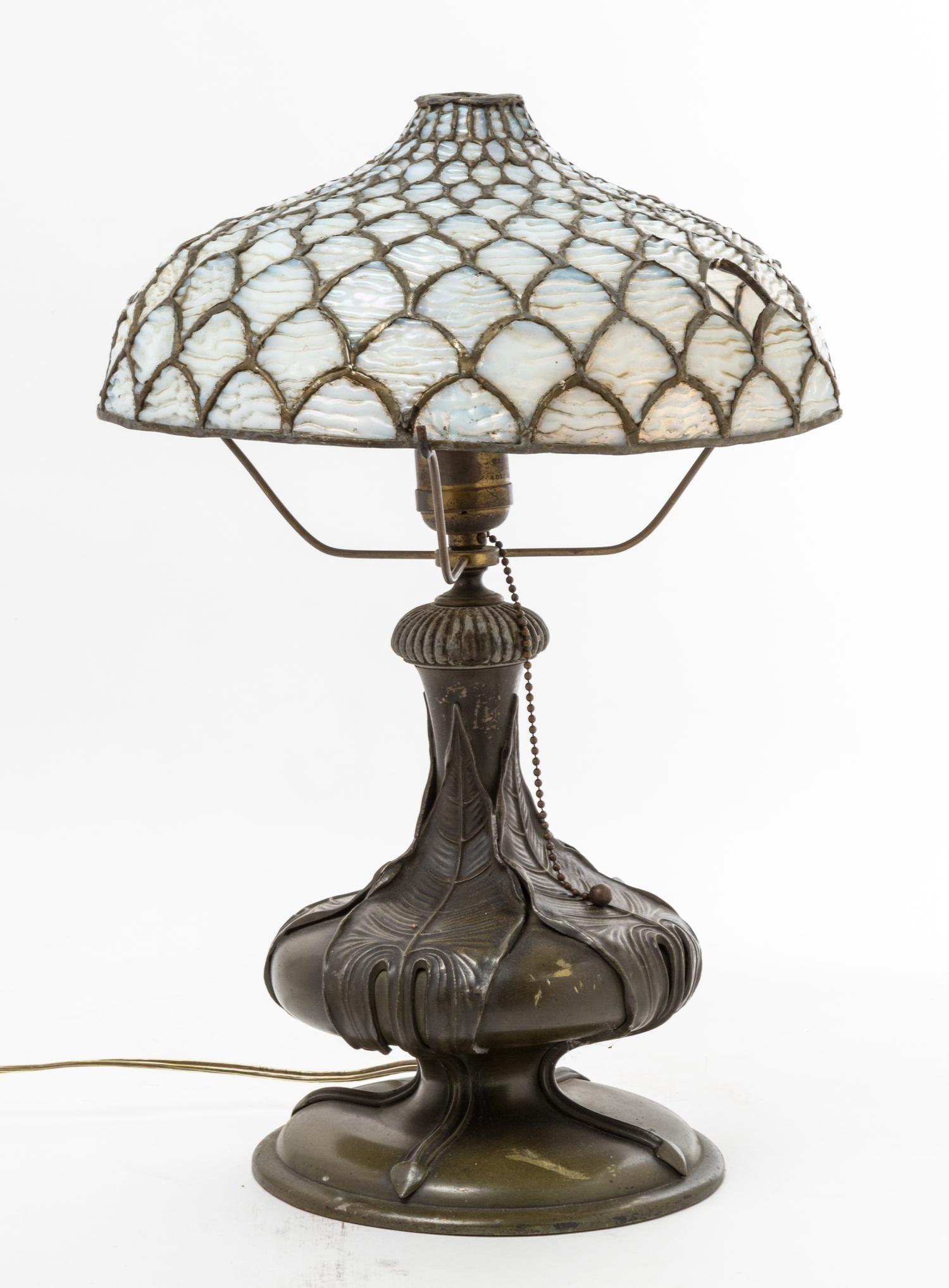 An American Art Nouveau Table Lamp Height of stand 11 inches. — EARLY 20TH CENTURY