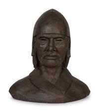 A Resin Bust of a Chinese Warrior