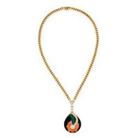 BULGARI, YELLOW GOLD, MULTIGEM, DIAMOND FLORAL INLAY NECKLACE
