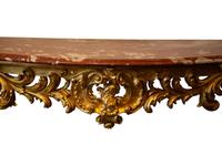 A Louis XIV Carved Giltwood Rouge Marble Top Console Table — 18TH CENTURY