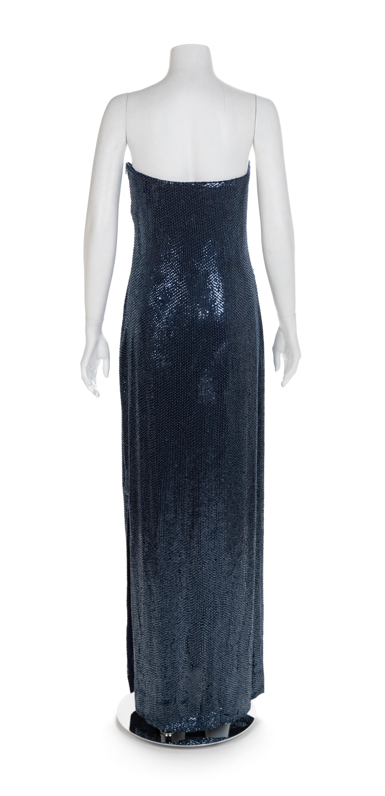 Randolph Duke Navy Sequin Dress with Sleeveless Jacket, 1990-2000s No size label