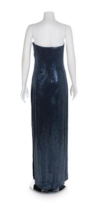 Randolph Duke Navy Sequin Dress with Sleeveless Jacket, 1990-2000s No size label