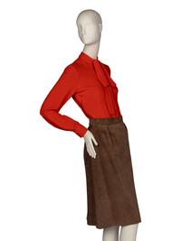 Christian Dior, Haute Couture Blouse and Suede Skirt, F/W 1975