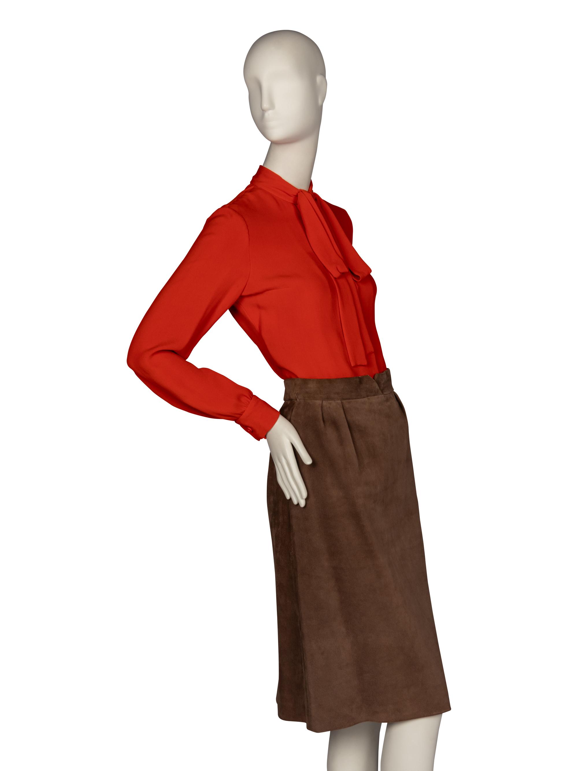 Christian Dior, Haute Couture Blouse and Suede Skirt, F/W 1975