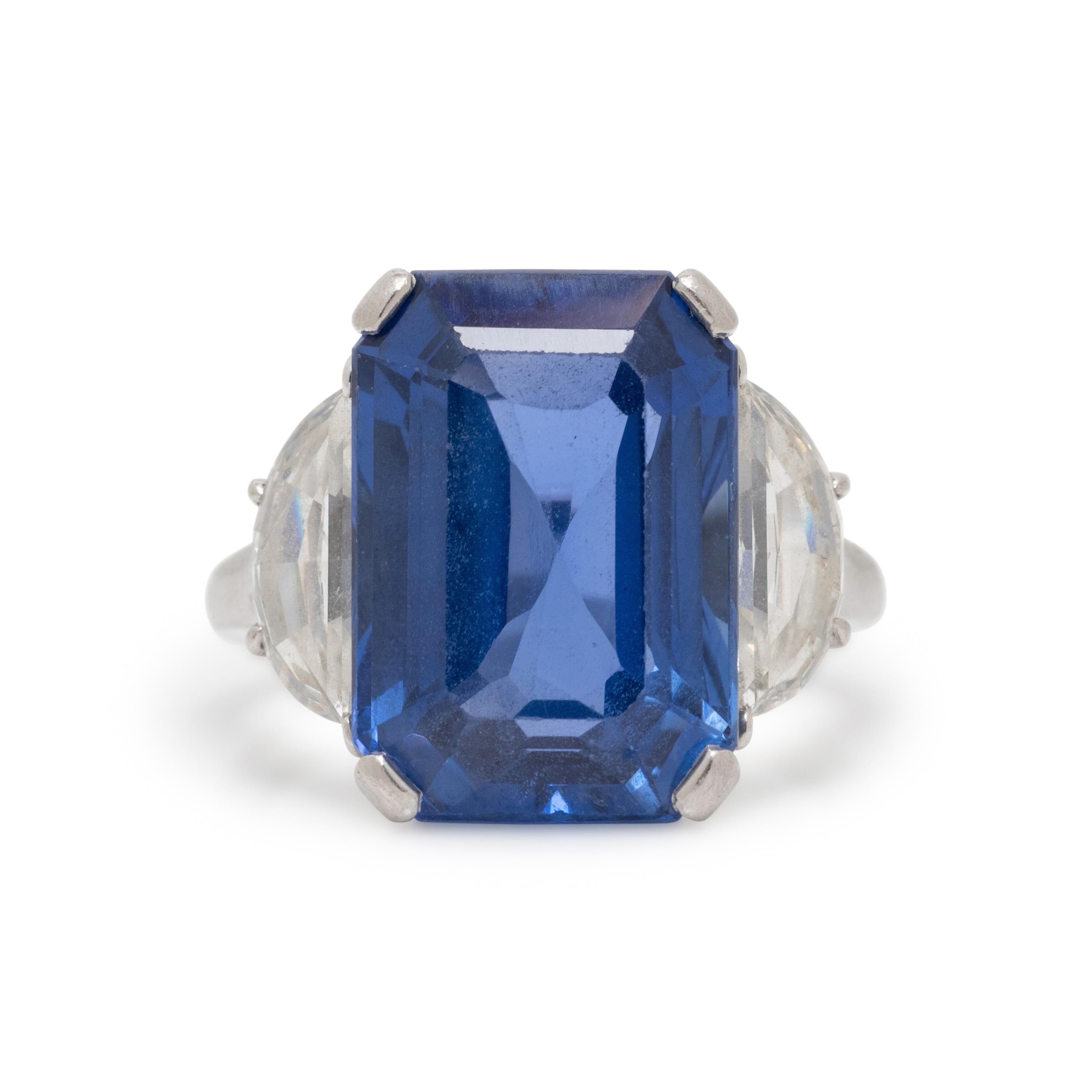 CEYLON SAPPHIRE AND DIAMOND RING