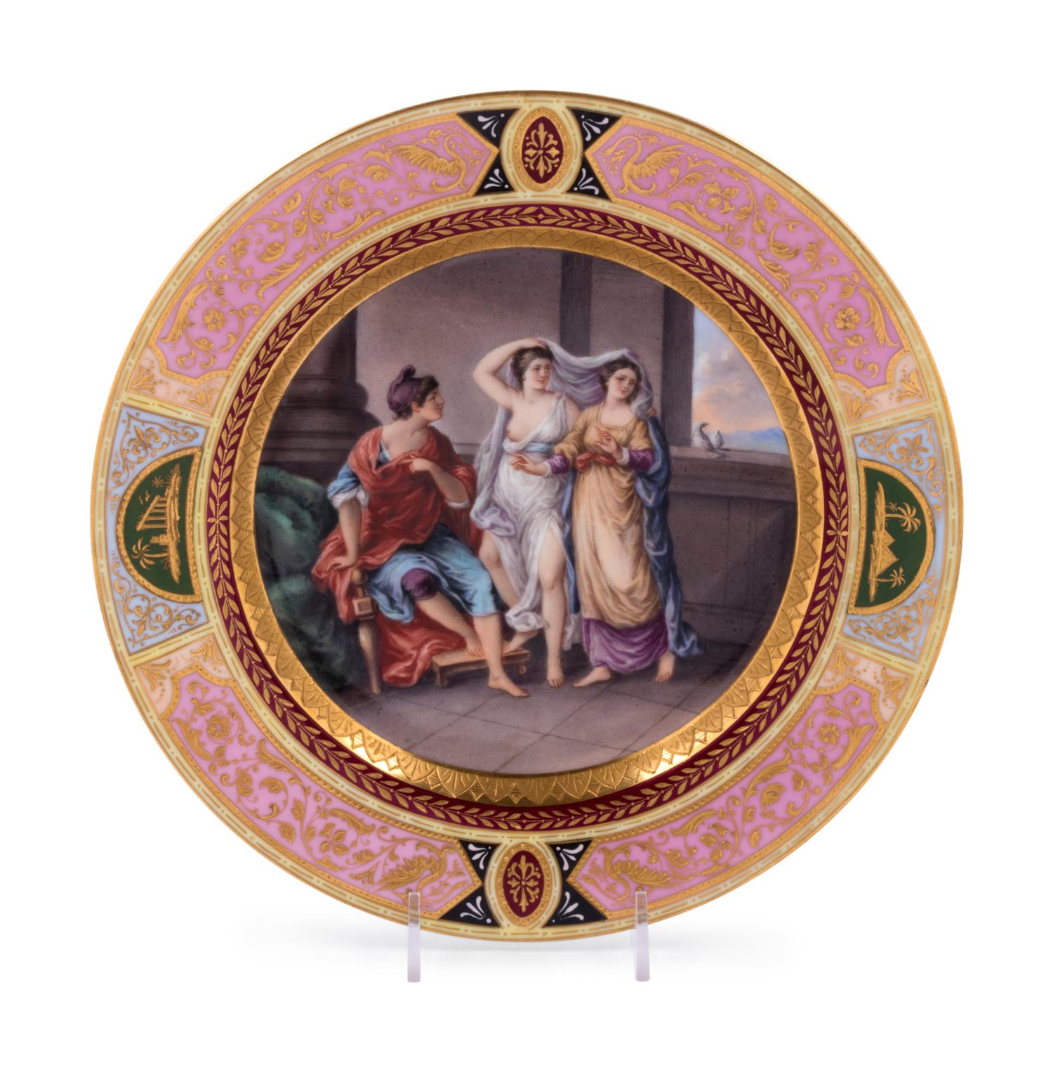A Vienna Painted and Parcel Gilt Porcelain Cabinet Plate