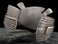 Tufa Cast Silver and Turquoise Yeibichai Cuff Bracelet