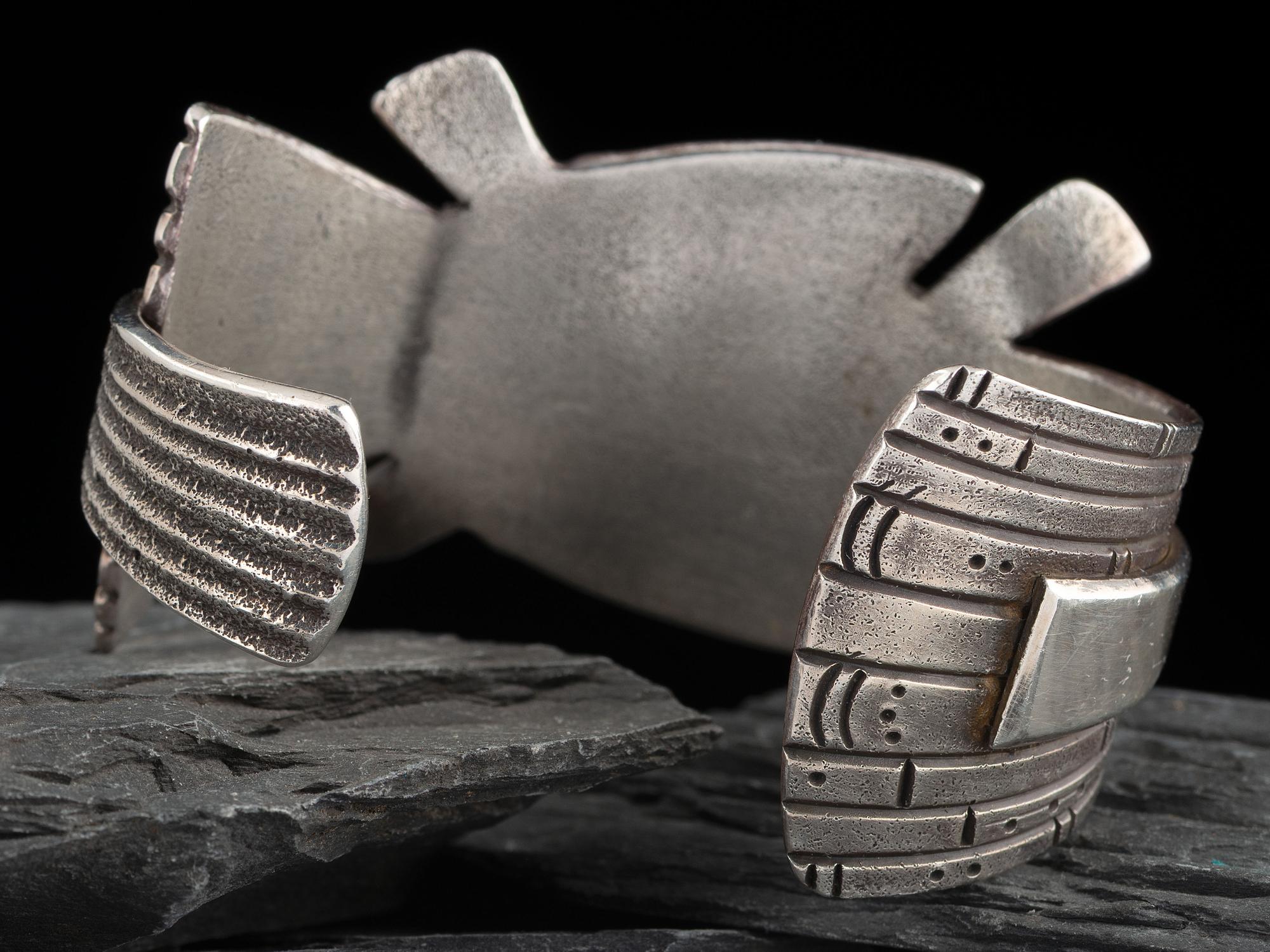 Tufa Cast Silver and Turquoise Yeibichai Cuff Bracelet