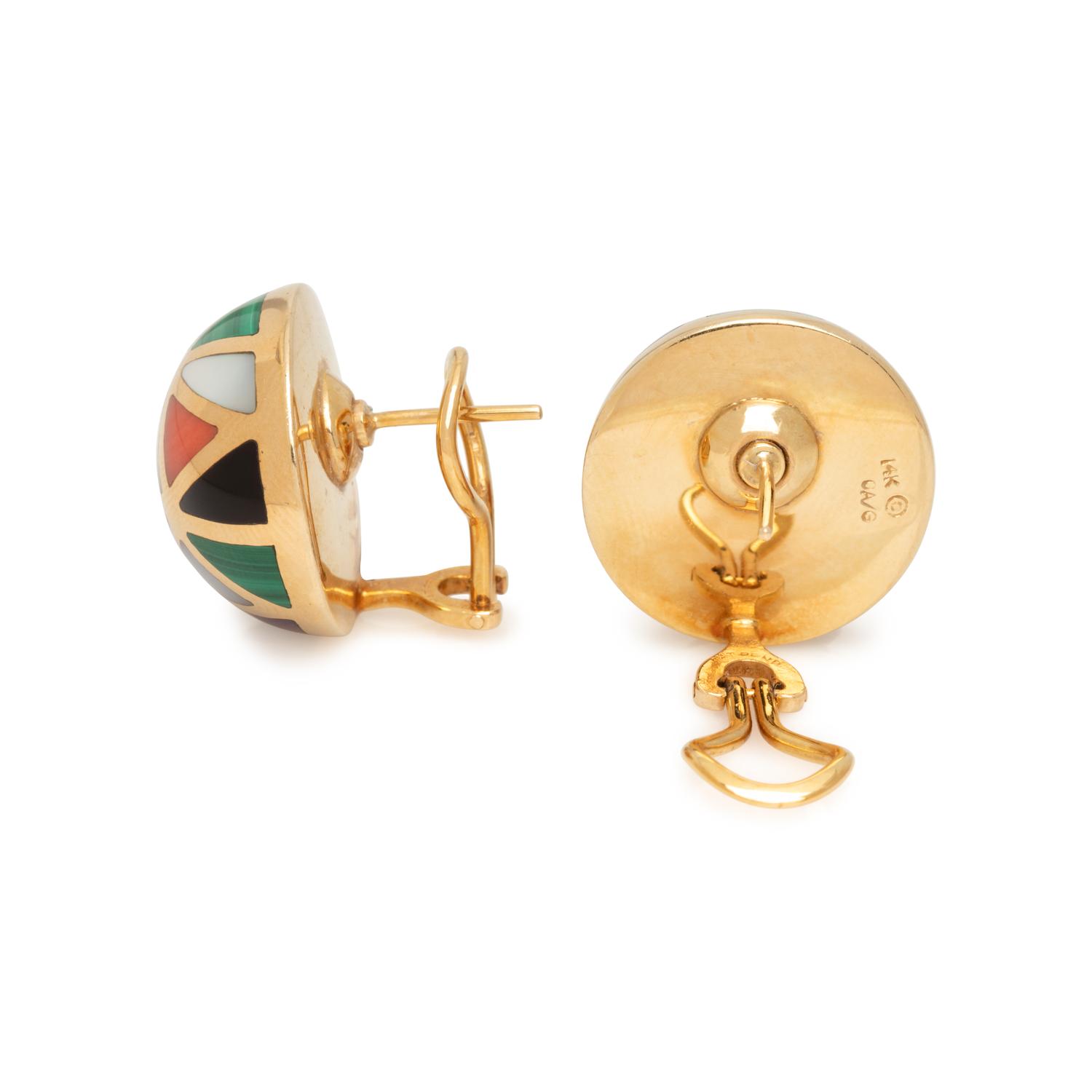 ASCH GROSSBARDT, YELLOW GOLD AND MULTIGEM EARCLIPS
