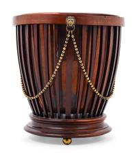 An English Brass Mounted Mahogany Pail-Form Jardinière