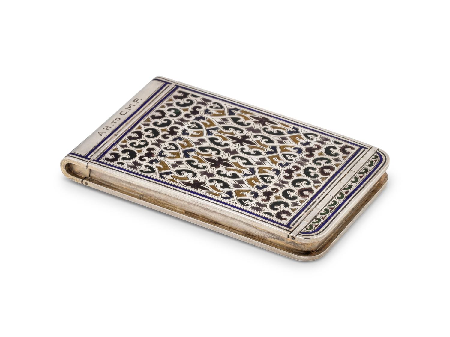 A Russian Silver and Plique-à-Jour Enamel Card Case
