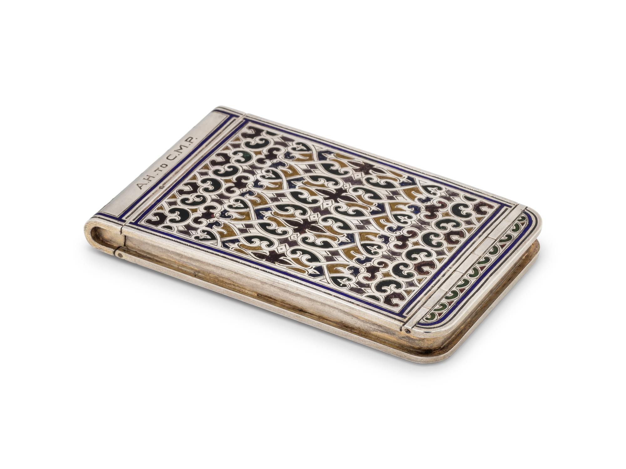 A Russian Silver and Plique-à-Jour Enamel Card Case
