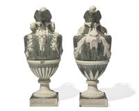 A Pair of Wedgwood Tin-Glazed Earthenware Bacchic Wine Ewers