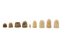 Nine Continental Carved and Mixed Metal Thimbles — 18th Century and Later