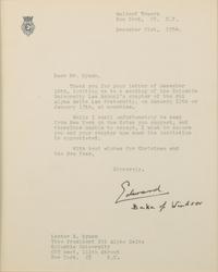 [British Isles] Edward, Duke of Windsor. Typed Letter, signed