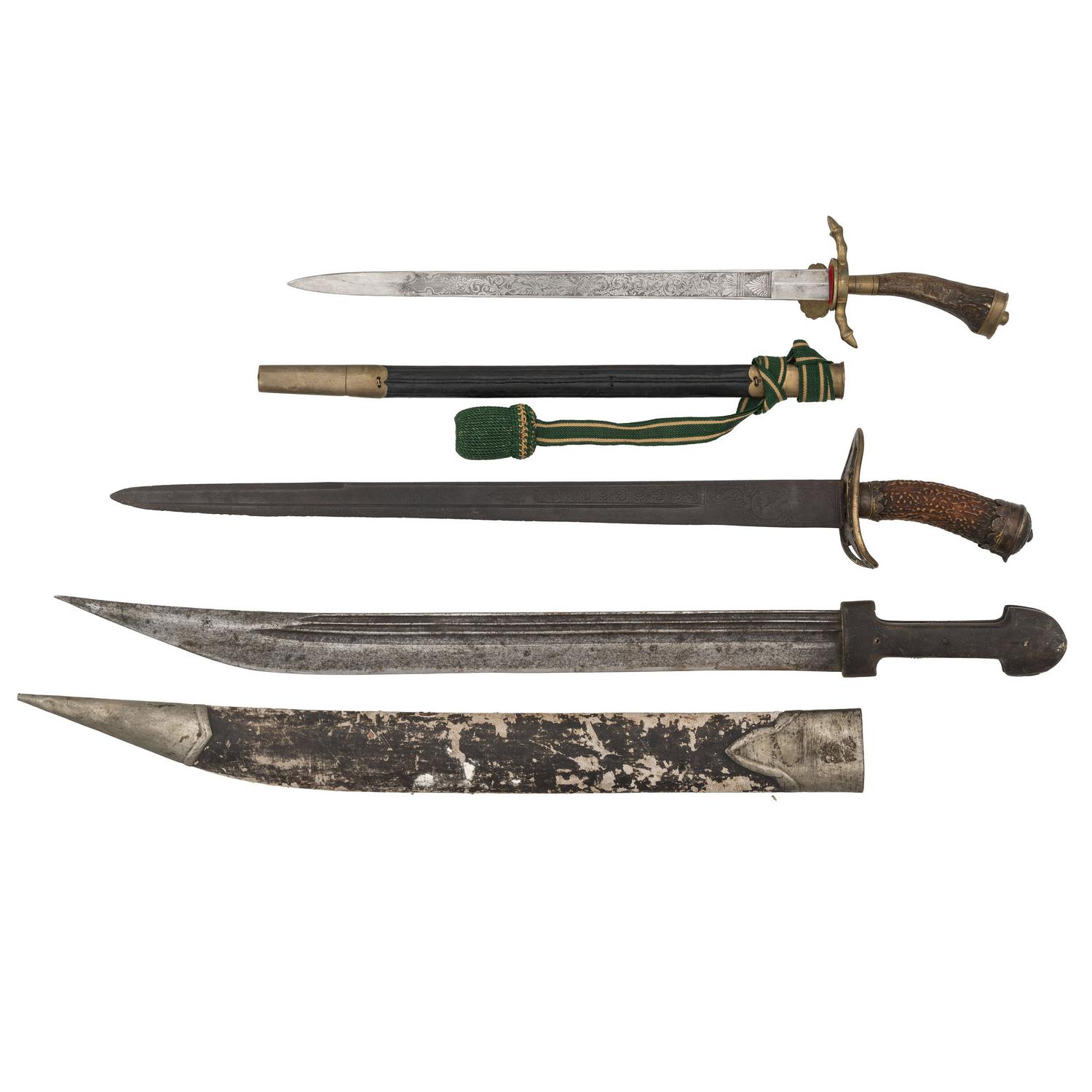 Lot of Two Hirschfanger and One Kindjal