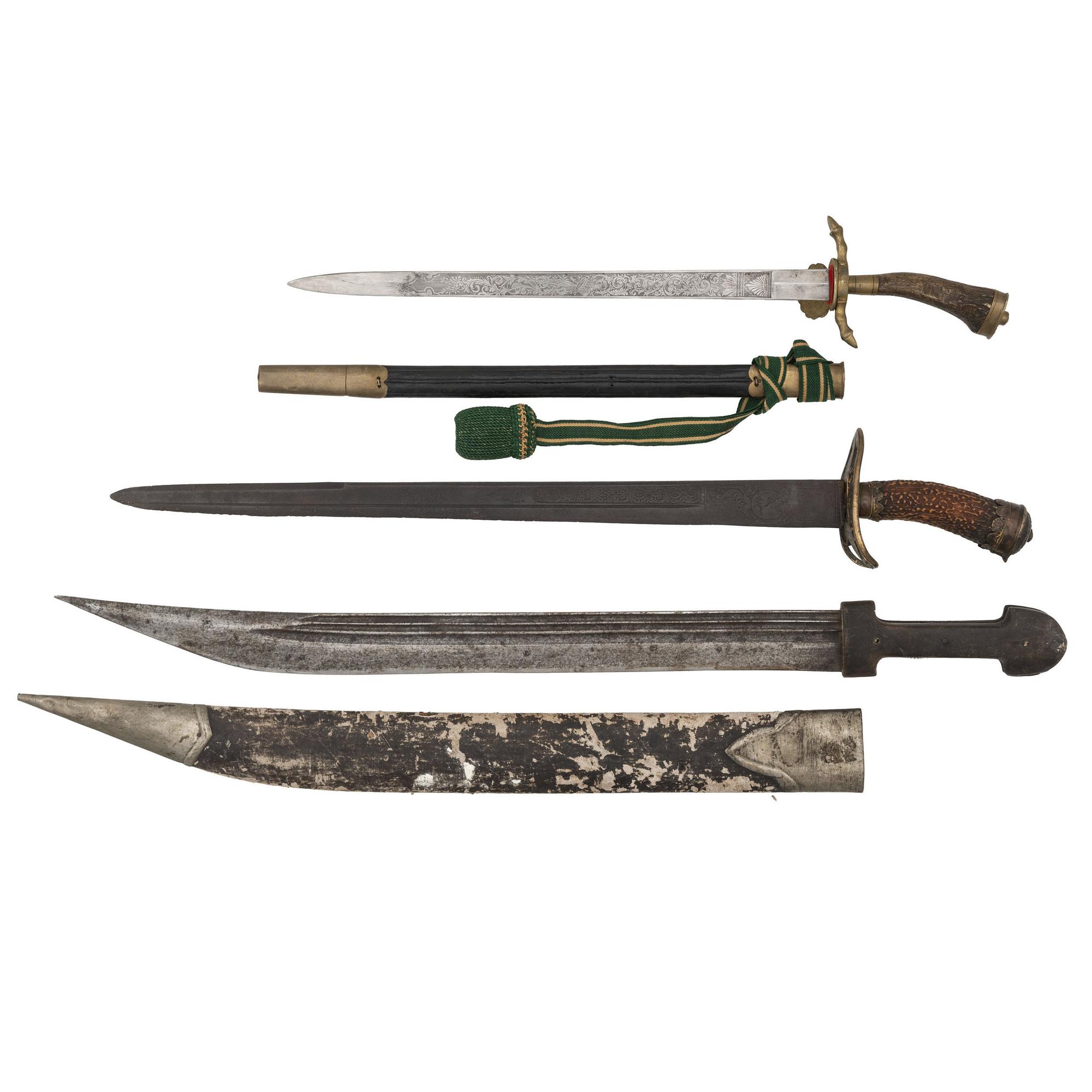 Lot of Two Hirschfanger and One Kindjal